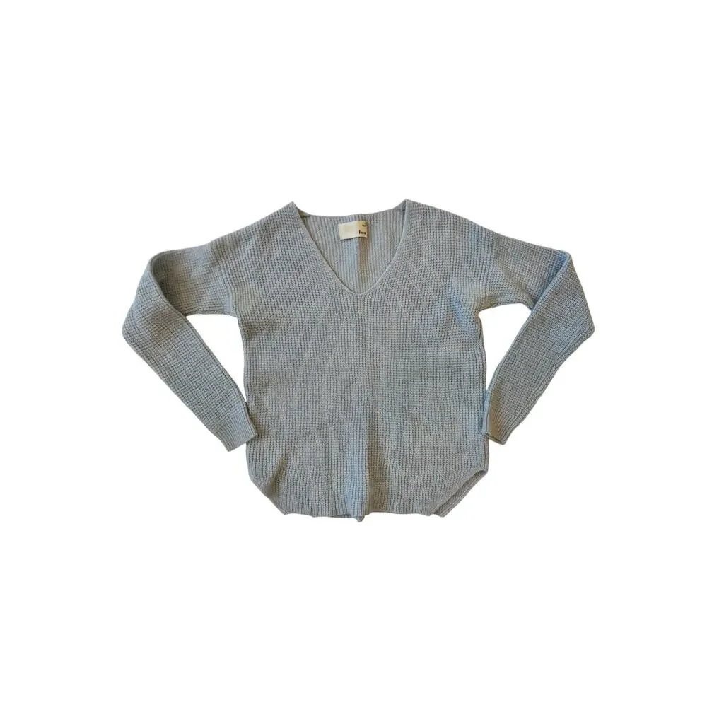 Aritzia Wilfred Free Wolter Merino Wool Waffle Knit Sweater Light Blue S Cozy - Picture 2 of 14
